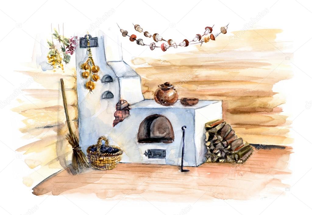 КОЧЕРГА как магический предмет - depositphotos_70764373-stock-photo-russian-stove-interior-of-the.jpg